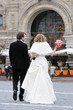 Bride and groom walking together