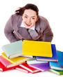 Woman holding book. Woman holding book.