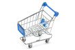 Blue shopping cart on white Blue shopping cart on white