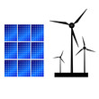 solar panel and windmills for energy vector illustration
