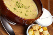 Chicken creamy soup with croutons Chicken creamy soup with croutons