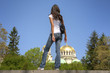 Girl in front of Alexander Nevski Cathedral in Sofia