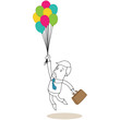 Geschäftsmann, Luftballons, Beförderung