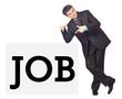 Portrait of a young businessman with inscription "JOB"