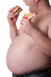 Fatman with sandwich and chips