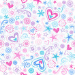 Sketchy Heart Doodles Pattern Seamless Vector