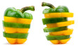 fresh peppers vegetables isolated on white