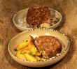 Hackbraten (Falscher Hase) und gebratenen Kartoffeln