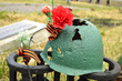 Rusty soviet army Helmet with flower Rusty soviet army Helmet with flower