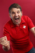 Screaming Swiss sports fan