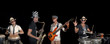Four musicians performing isolated over back