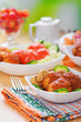 Meat cutlets with cucumber and mushrooms