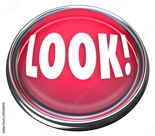 Illustration: Look Round Red Button Alerting to Urgent Emergency Warning Look Round Red Button Alerting to Urgent Emergency Warning