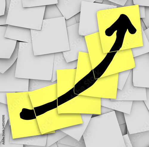 Illustration: Arrow Up Tracking Growth Success Sticky Notes Arrow Up Tracking Growth Success Sticky Notes