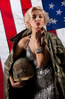 Young Attractive Woman In Military Clothing