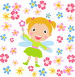 Cute fairy wearing floral head wreath