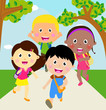 Back to school. Running kids