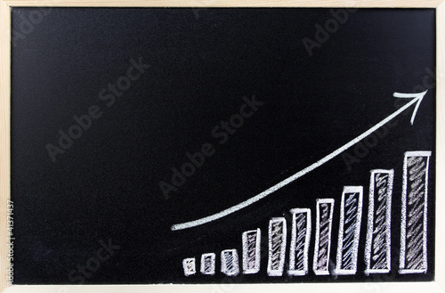 Photo: Bar chart on blackboard Bar chart on blackboard
