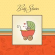 delicate baby shower card with pram