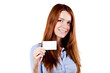 young business woman presenting a business card