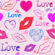abstract grunge hearts and lips