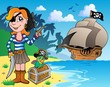 Pirate girl on coast 1