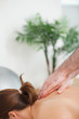 Practitioner massaging the top of back of his patient