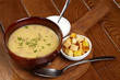 Chicken creamy soup with croutons Chicken creamy soup with croutons