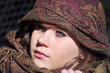 Photo: face of a girl with arabic headscarf face of a girl with arabic headscarf