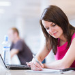 in the library - pretty female student in the library - pretty female student