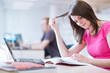 in the library - pretty female student in the library - pretty female student