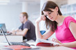 in the library - pretty female student