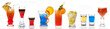 Different cocktails on white background