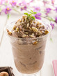 ice cream with chocolate and hazelnut