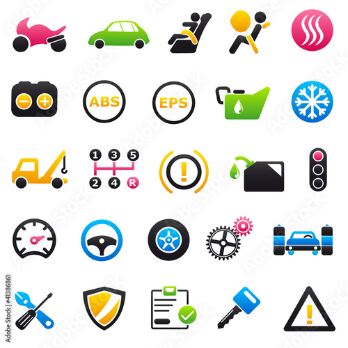Vector: Automotive Color & Black Icons Automotive Color & Black Icons
