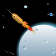 Rocket flying near the moon