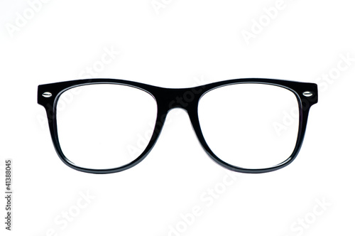 Photo: Black nerd Glasses with white background with clipping path Black nerd Glasses with white background with clipping path