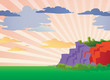 Sun rays landscape