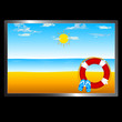 beach with sun and flip flop illustration beach with sun and flip flop illustration
