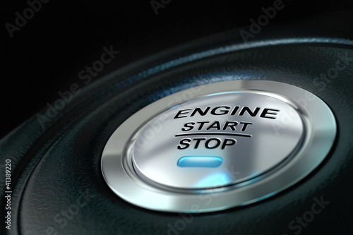 Illustration: Car engine start and stop button Car engine start and stop button