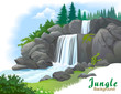 Vektor: Background of waterfall in a jungle Background of waterfall in a jungle