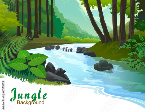 Vector: TROPICAL JUNGLE TREES AND FRESH WATER STREAM TROPICAL JUNGLE TREES AND FRESH WATER STREAM