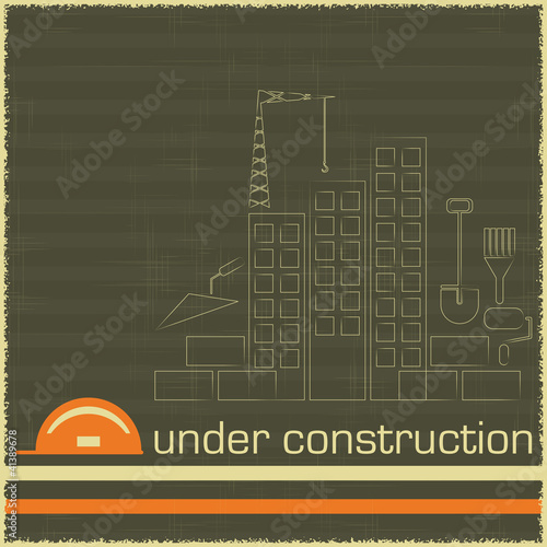 Vector: Under Construction in black and orange color Under Construction in black and orange color