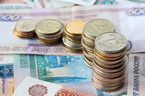 Photo: business chart is made from coins business chart is made from coins