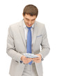 handsome man with euro cash money handsome man with euro cash money