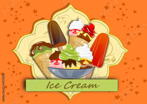 Vektor: Eis, Eisbecher Illustration Eis, Eisbecher Illustration