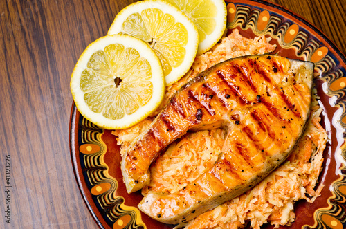 Photo: Salmon on carrot salad Salmon on carrot salad