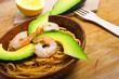 Spaghetti with shrimps