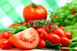 Fresh cherry tomatoes with chive for breakfast