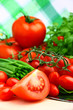 Fresh cherry tomatoes with chive for breakfast